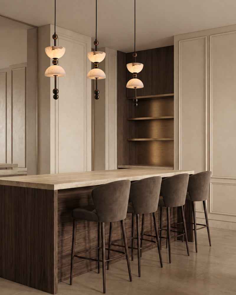 LightsStory Alabaster Mushroom Pendant Light - Retro Brass - White Nature Stone (Copy)