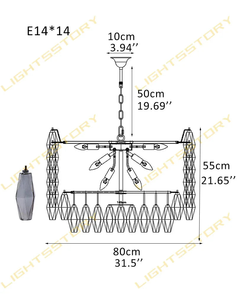 Modern Murano Hand Blown Glass Tier Drum Chandelier for Dining Room 14 light-D80*H55CM D31.5"*H21.65" Smoky Luxury Modern Chandelier
