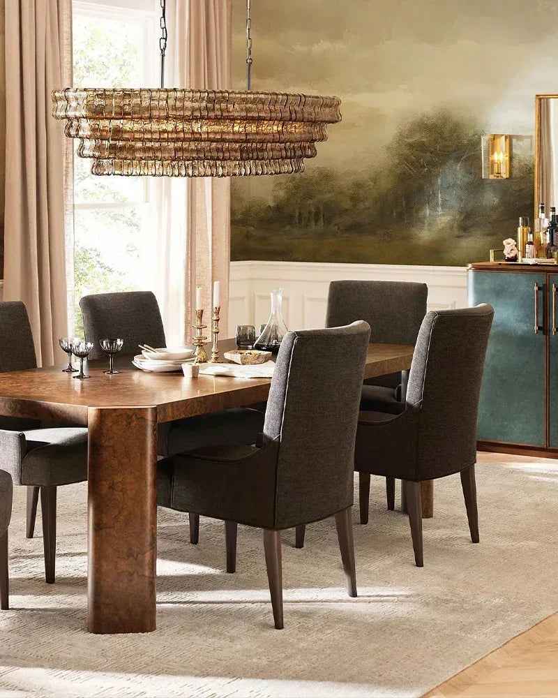 Ghiaccio 3/4-Tiered Glass Oval Chandelier 48" in Brass/Black Aluminum Chain American chandelier