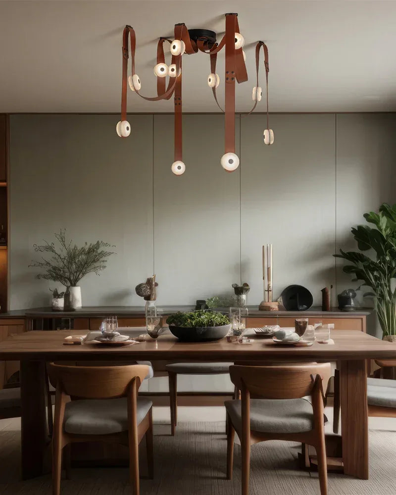 Modern Brass LED Alabaster Snaps Wall Sconce with Leather straps in Brown/Black/White Finish Brass Aged Wall Sconces