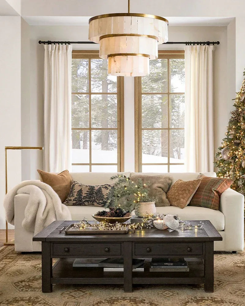 Handcrafted Windham Alabaster Tier Round Chandelier In Brass/Black Finish American chandelier