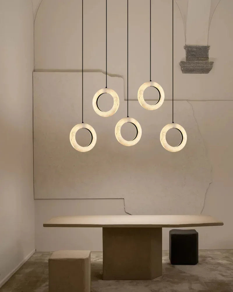 Modern Hanging Round Alabaster LED Small Ring Pendant Lights for Bedroom Modern Pendant lamp