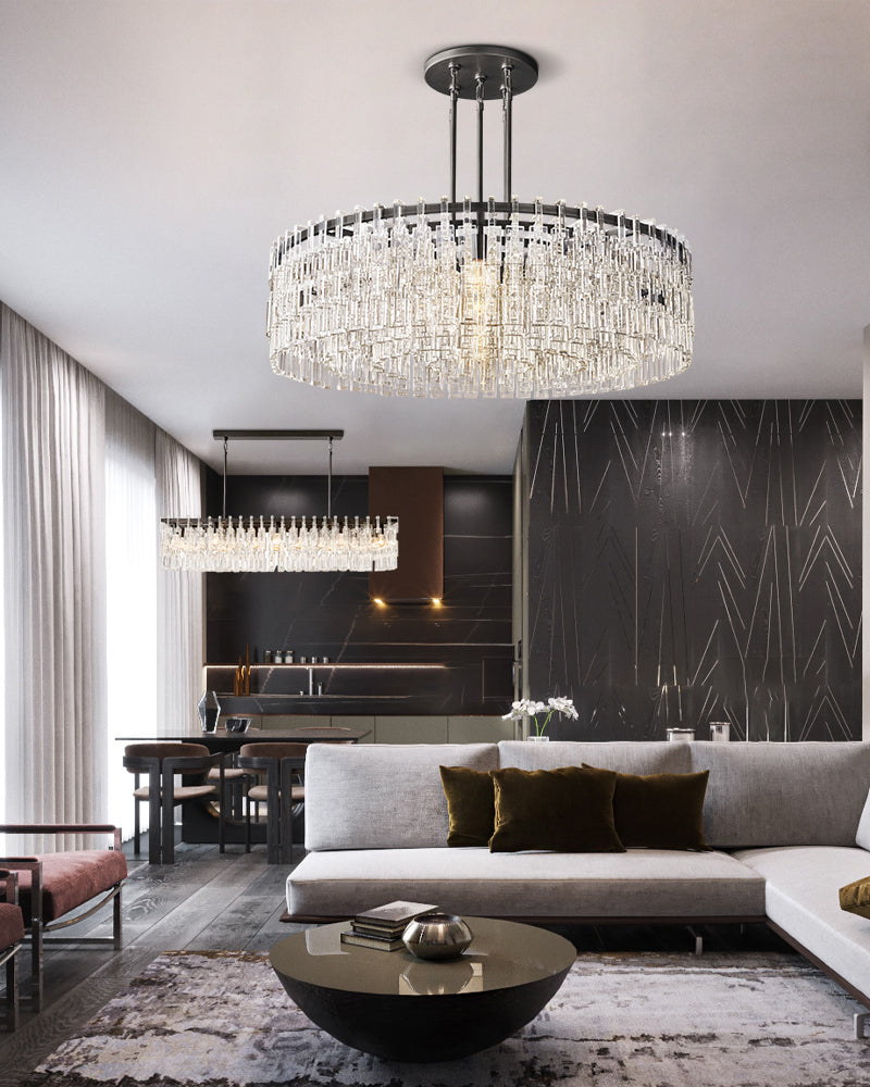 Multi-Tiered Crystal Pendant Light - Luxury Home Interior Lighting