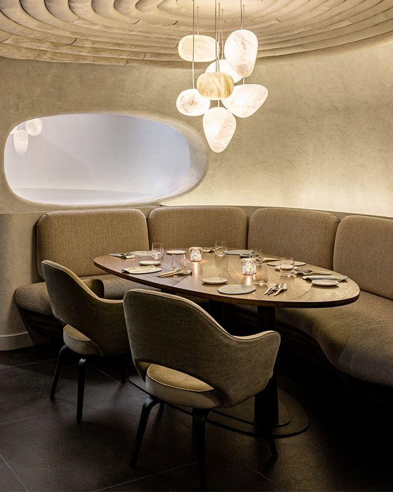 Modern Cluster Design LED Nature Stone Alabaster Pebble Small Pendant Light Vintage Simple Pendant Lamp