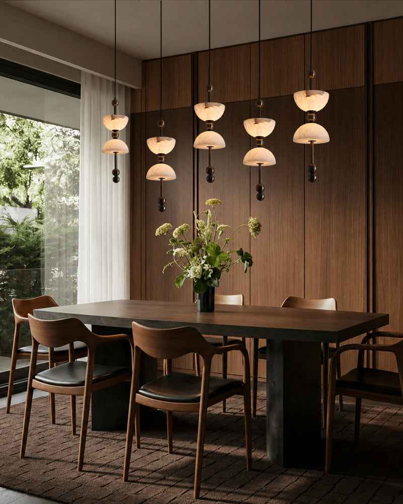 LightsStory Alabaster Mushroom Pendant Light - Retro Brass - White Nature Stone (Copy)