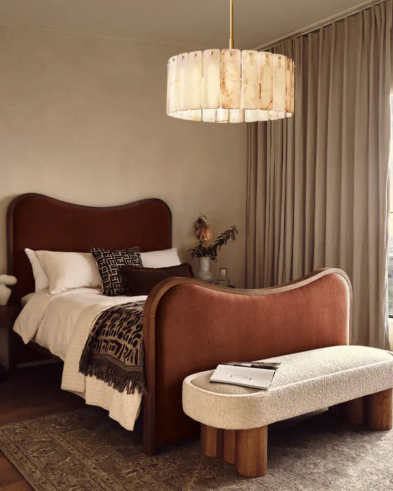 Lacquered Burnished Brass/Black Rectangular Calamette Alabaster Lighting Collection 59" 71" American chandelier