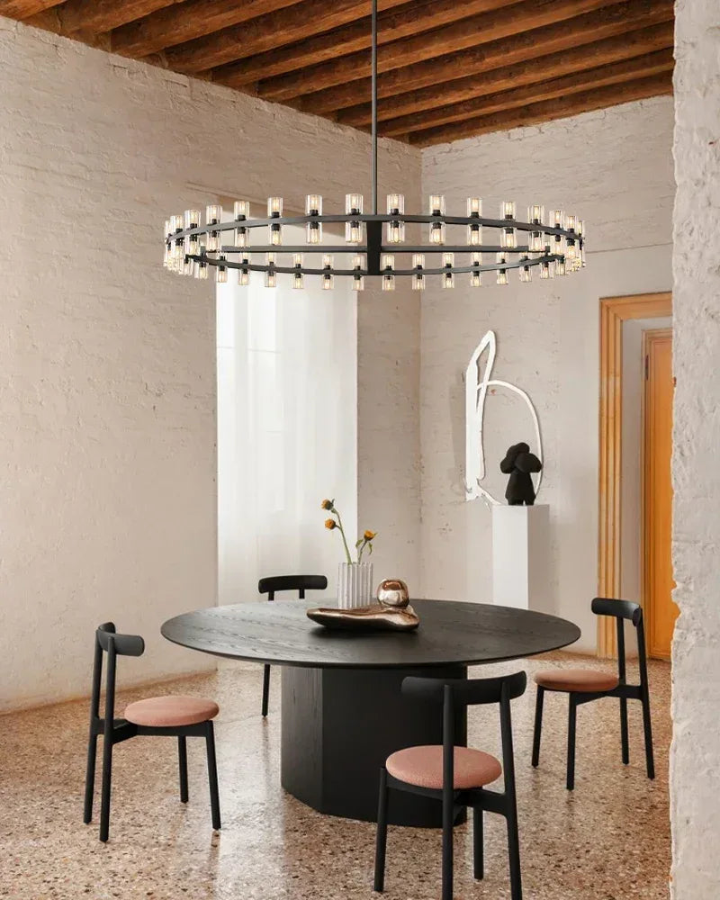 Lacquered Brass/Black Wagon Wheel Arcachon Crystal Rectangular Chandelier 48" 60" 72" American chandelier