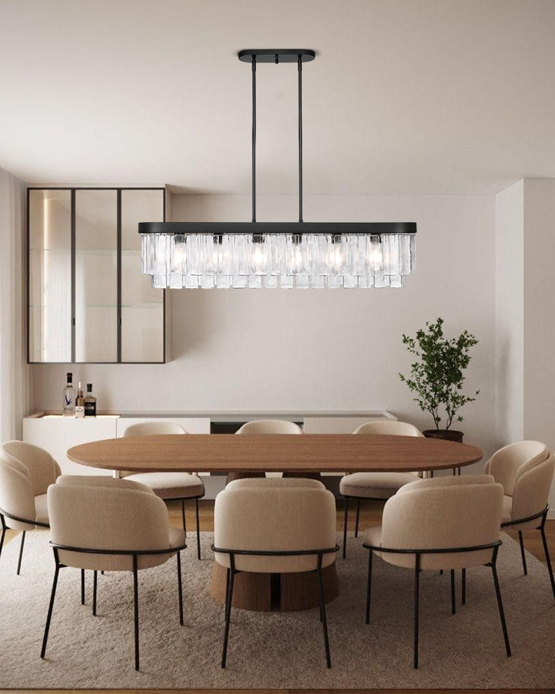 Courmayeur Series Luminous Chandelier | Multi-tier Hammered Water Glass Hammered water glass shade with durable metal frame, Matte Black and White Gold for Living rooms and dining areas Luxury Drum Round Chandelier