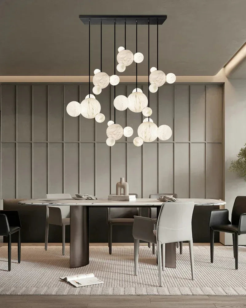 Minimalist Antique Alabaster Cluster Pendant Light Fixtures 6" Wide | Adjustable Cord American chandelier