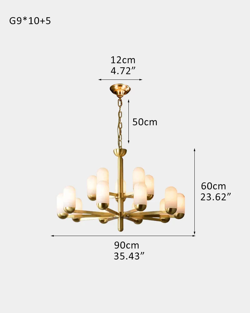 1/6/8/15 lights Small Alabaster Luxury Moonshade Brass Chandelier for dining room 15 light-D90*H60CM D35.4"*23.7" Brass Luxury Modern Chandelier
