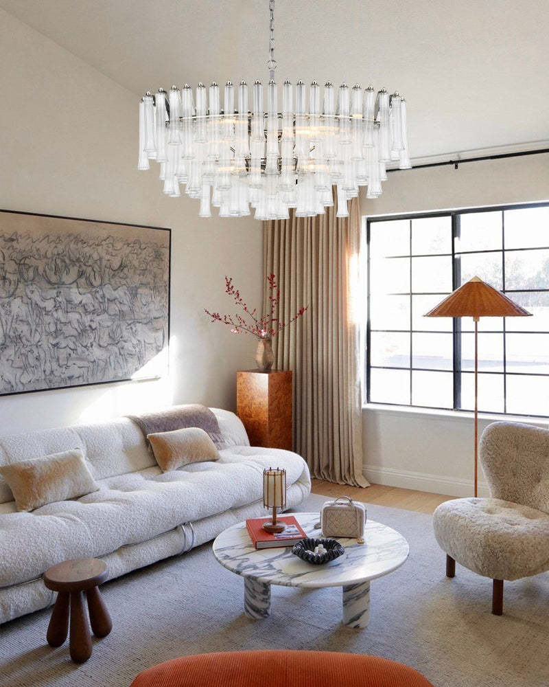 8/12 Light 40" Wide LED Lorelei Round Tiered Glass Chandelier use for Foyer Staircase