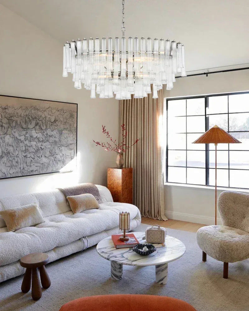 8/12 Light 40" Wide LED Lorelei Round Tiered Glass Chandelier use for Foyer Staircase American chandelier