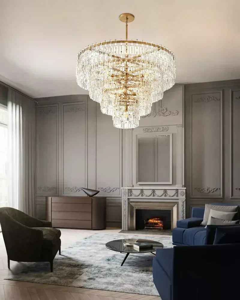 American Loft New Style Marignan 3-tier Antique Crystal Chandeliers Gold/Black Framework American chandelier
