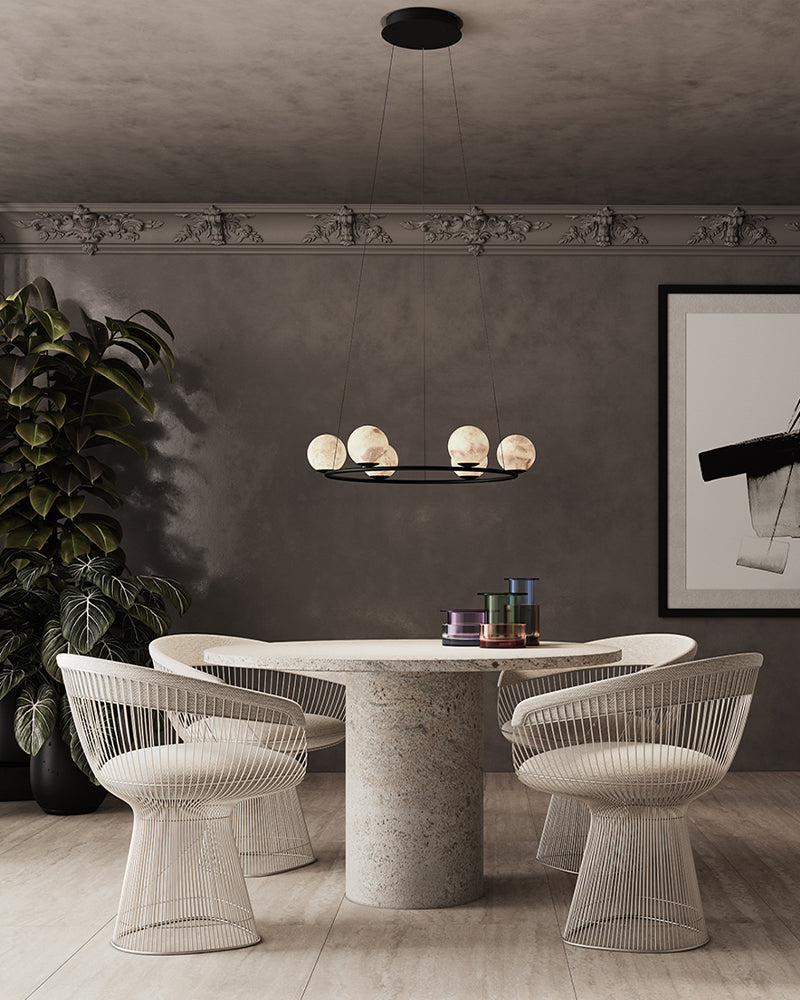 Stunning Double Alabaster Globes Pendant Suspension Light Lacquered Burnished Brass/Bronze