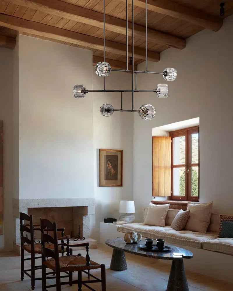 Mayfair Series Prismatic Chandelier | Oval Faceted K9 Crystal Hand-polished K9 cast crystal and dual-metal frame, Modern Industrial dual-metal finish for Dining Rooms and Sophisticated Living Spaces American chandelier