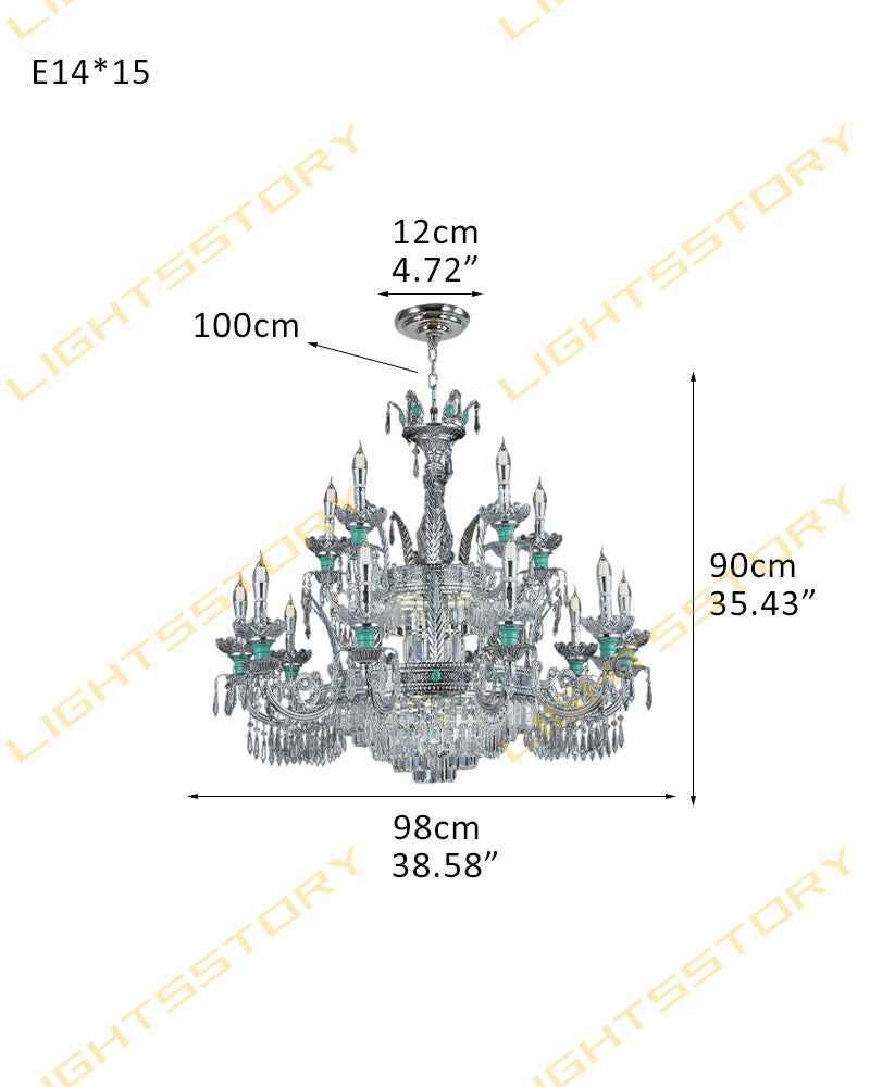Lightsstory Series Classic Crystal chandelier | Translucent Hand-blown Crystal Handing Light Finish for Dining Rooms, Living Rooms and Bedroom