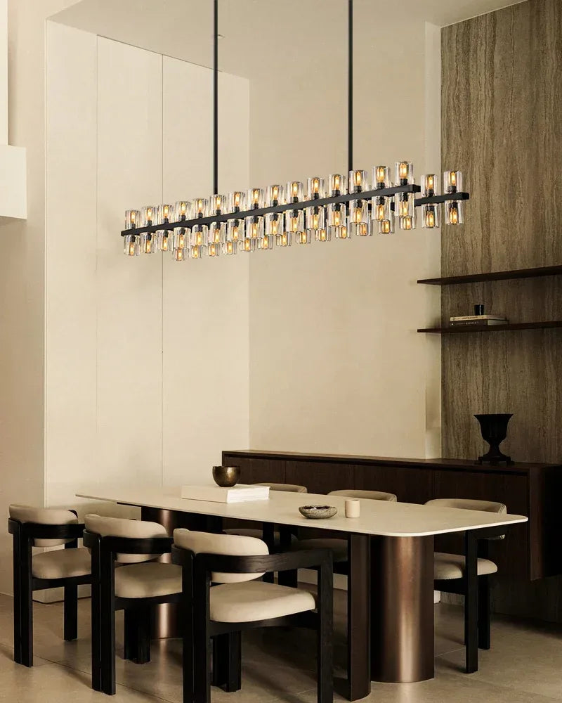 Lacquered Brass/Black Wagon Wheel Arcachon Crystal Rectangular Chandelier 48" 60" 72" American chandelier