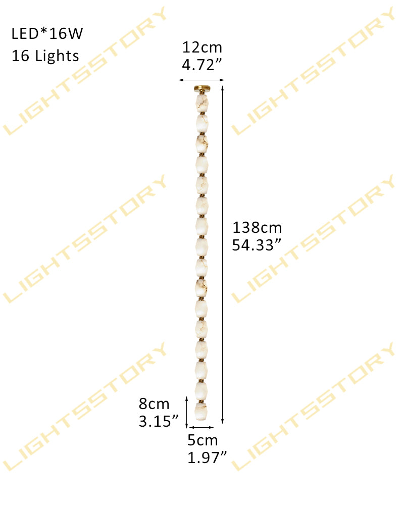 Clairval Series Geometric Chandelier | Linear LED Solid Brass Connectors and Integrated LED Modules, Natural Brass finish for Kitchen Islands and Dining Rooms 16-light-D5*H138CM D1.97"*H54.33" Brass American chandelier