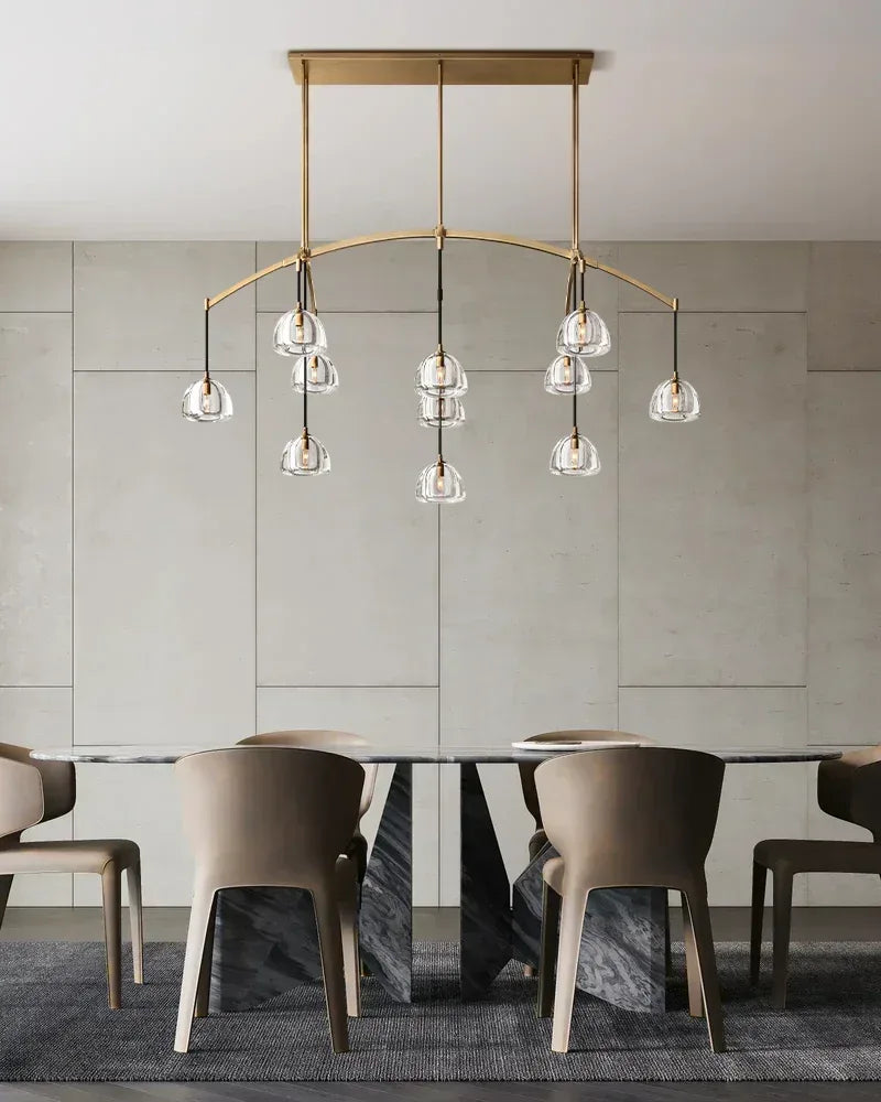 Dimple Crystal Glass Globe Rainfall Round Hemisphere Chandelier Brushed Black Steel American chandelier