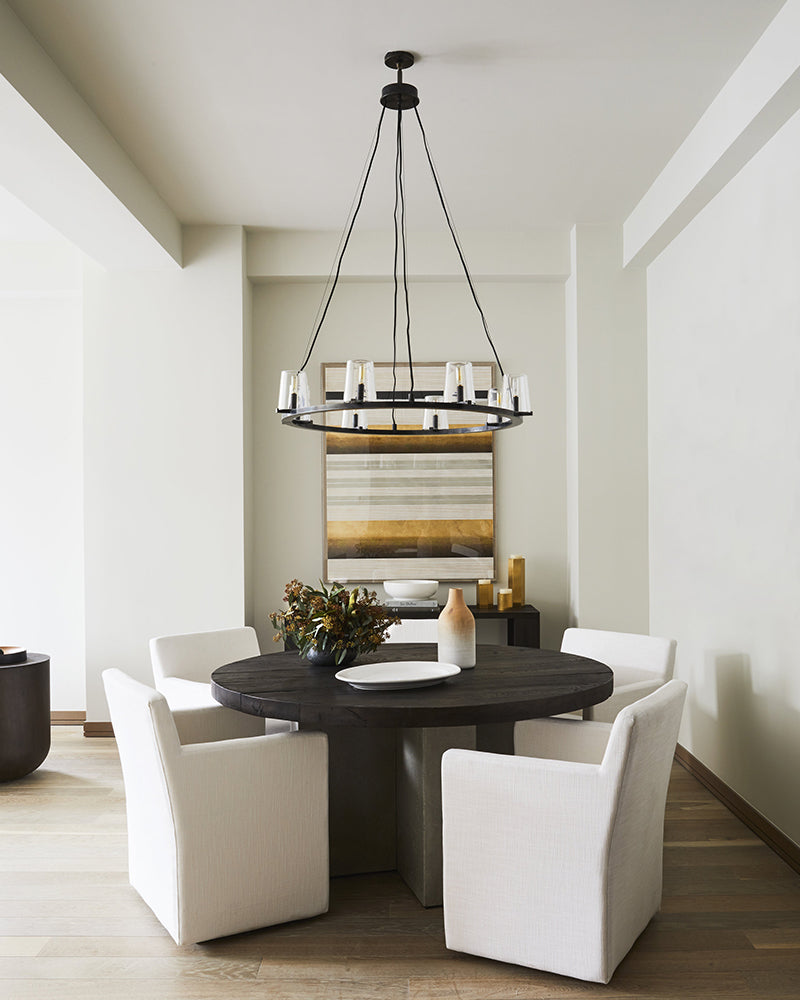 4-light Pauillac Round Clear Glass Pendant Lighting Lacquered Brass/Black for Kitchen Island