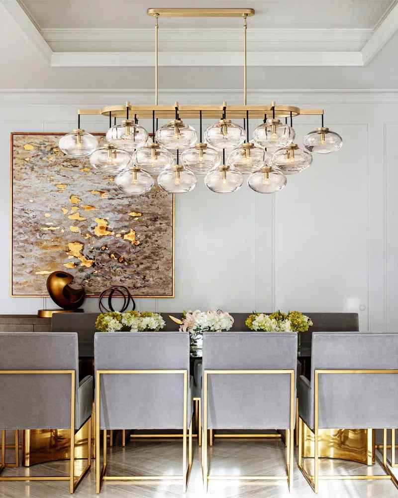 Cabrette Series Clear Glass Round Chandelier Wide 36" 48" 60" in Brass Ring for living room American Vintage chandelier lamp
