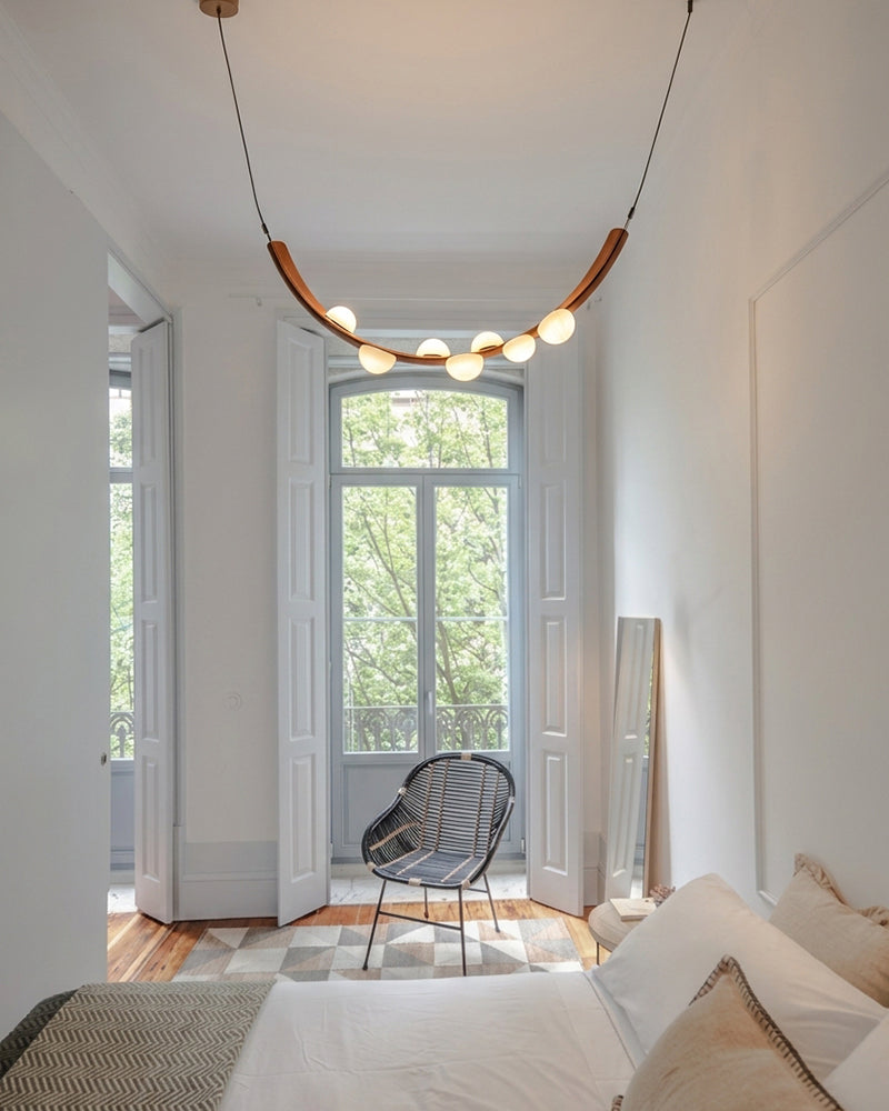 Alabaster Pebble Arched Sculptural Geometric Canopy Pendant Light - Natural Spanish Alabaster, Serene Black Trim - Kitchens, Dining & Living Rooms