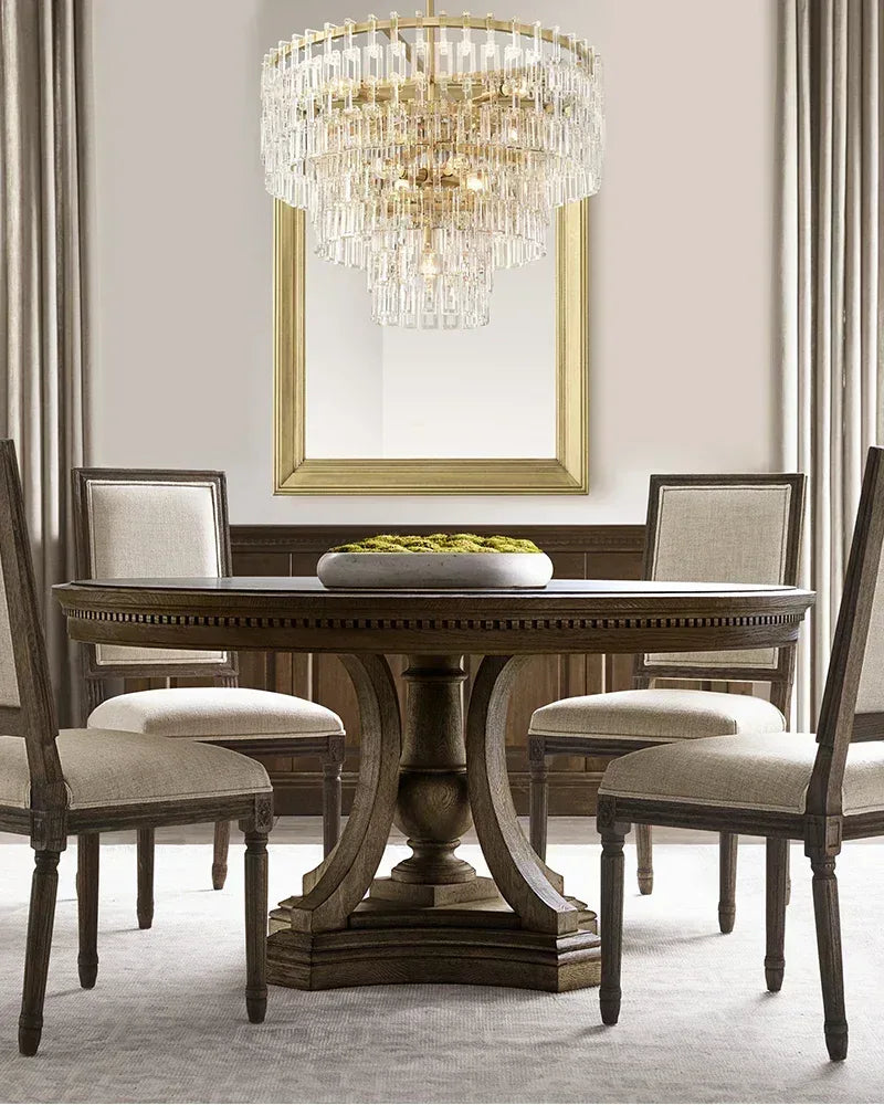 LightsStory Series Prismatic Chandelier | Multi-Tier Round Hand-set Prismatic Crystals and Interlocking Steel Chains, Dual-Tone Gold or Matte Black for Entryways, Dining Areas, and Bedrooms American chandelier