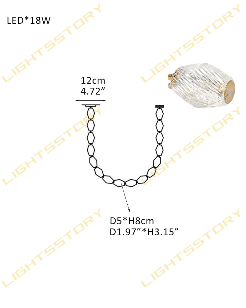 Clairval Glass Bead Rope Hanging Pendant Light - Clear Glass, Lux gold Trim - Lobby, Living Rooms & High Ceilings