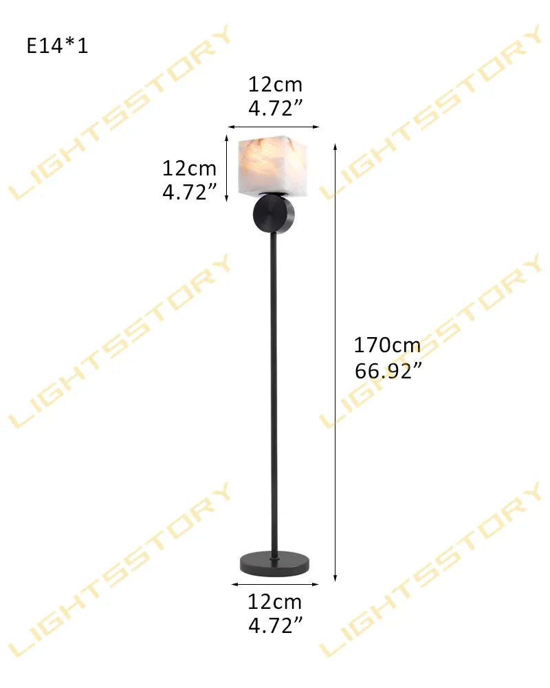 Etruscan Unique Natural Alabaster Tall Floor Lamp Black/Brass Adjustable Metal Pole D12*W12*H170CM D4.72"*W4.72"*H66.93" Black American standing floor lamp