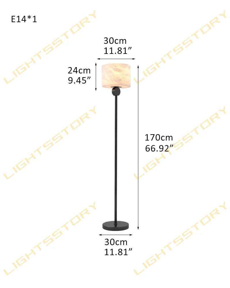Etruscan Unique Natural Alabaster Tall Floor Lamp Black/Brass Adjustable Metal Pole D30*H170CM D11.81"*H66.93" Black American standing floor lamp