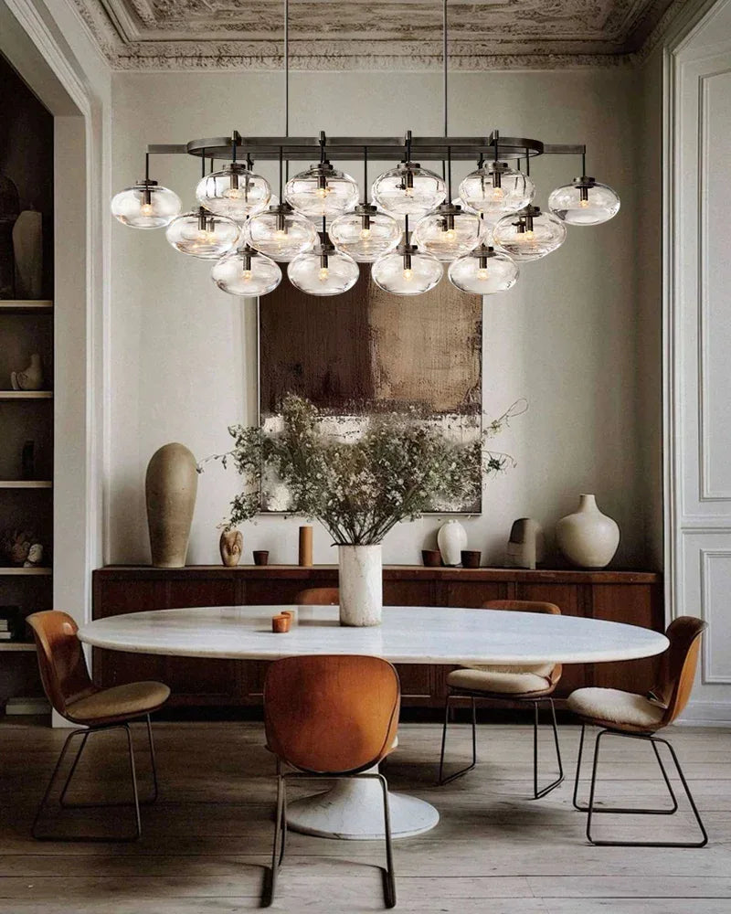 Cabrette Series Clear Glass Round Chandelier Wide 36" 48" 60" in Brass Ring for living room American Vintage chandelier lamp