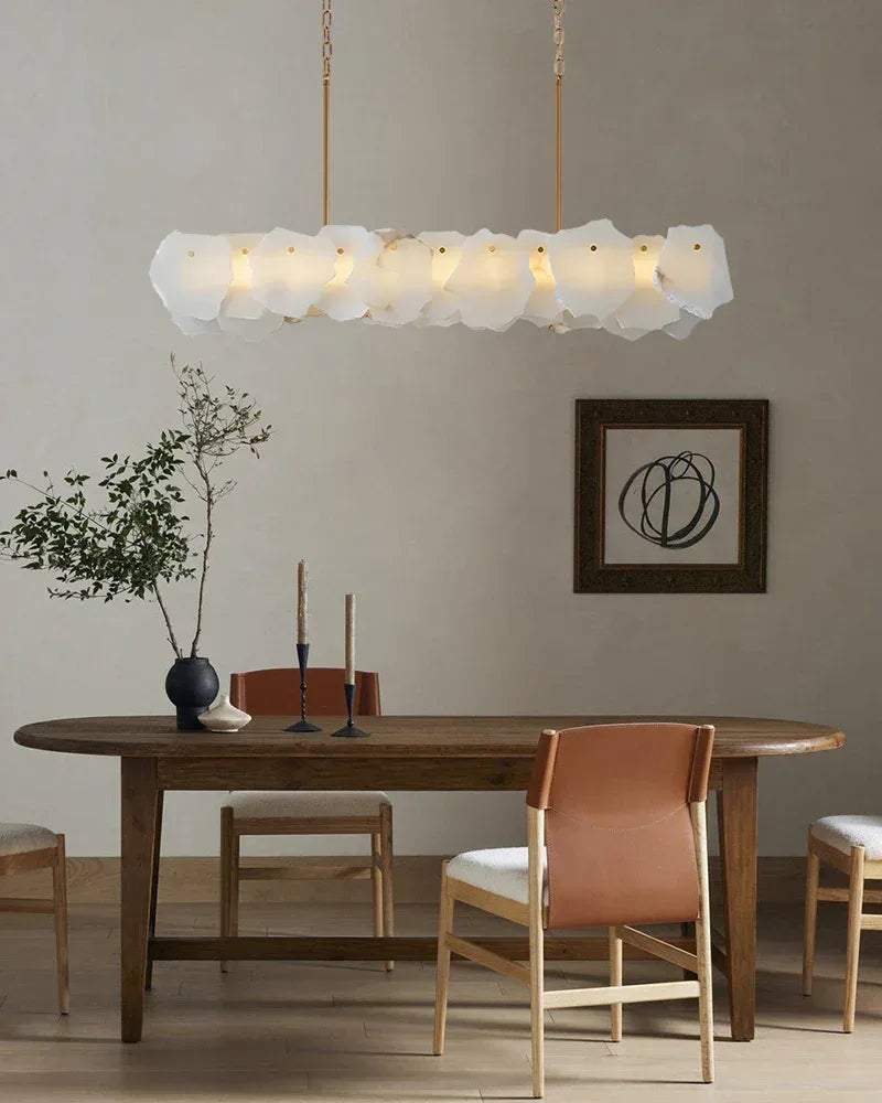 Luxury Irregular White Alabaster Round Chandelier Wide 60/80/100/120CM Brass Frame American Vintage chandelier lamp