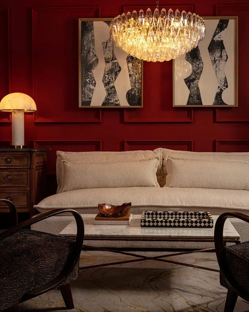 Hand Blown Tier Glass Large Murano Chandelier 24"31"40" | Amber Glass American Vintage chandelier lamp