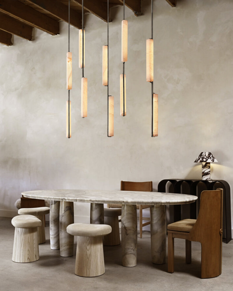 kitchen island linear alabaster pendnat lighting