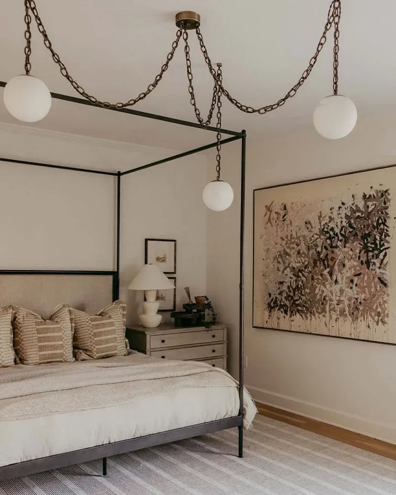 Alabaster Globe Swag Pendants Indoor Lighting with Brass/Black Chain in adjustable Modern Pendant lamp