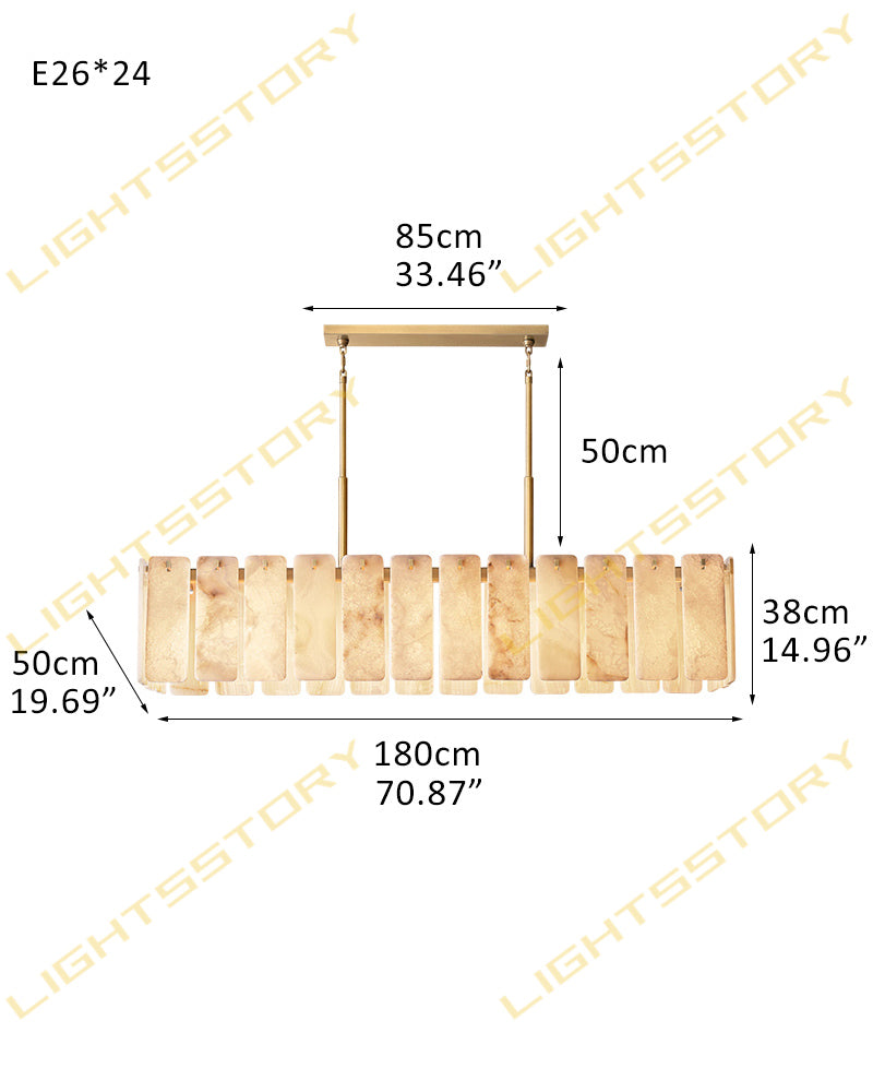 Alabaster Winchester Rectangle Chandelier - Geometric Natural Stone - White - 2 to 36 Lights - Small, Medium, and Large
