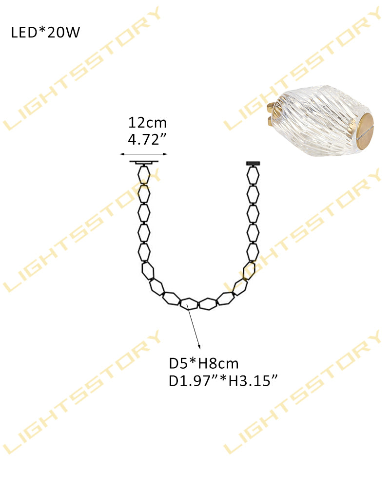 Clairval Glass Bead Rope Hanging Pendant Light - Clear Glass, Lux gold Trim - Lobby, Living Rooms & High Ceilings