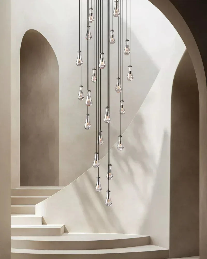 Modern Floating Crystal Raindrop Rectabgular Chandelier Wide 72" for Dining Room American chandelier