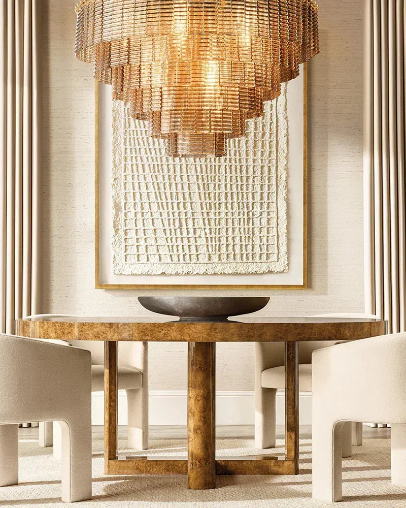 Clear & Smoke Ridged Glass Multi-Tire Large Rectanglular Sirene Chandelier Collection 40“ 48” 60" 70" American chandelier