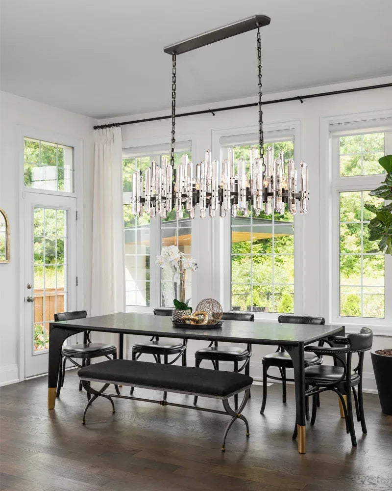 2-tier crystal glass chandelier with chrome metal frame, E14 8/10 Lights American chandelier