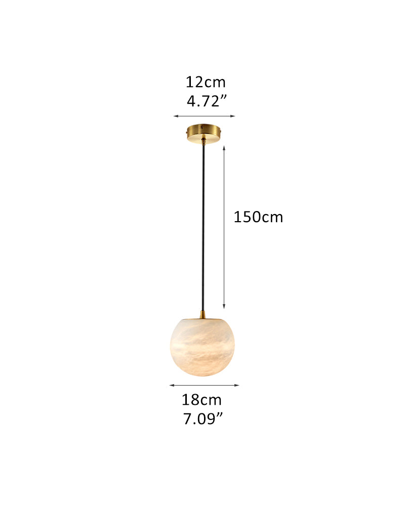 Solid brass pendant lamp with alabaster shade