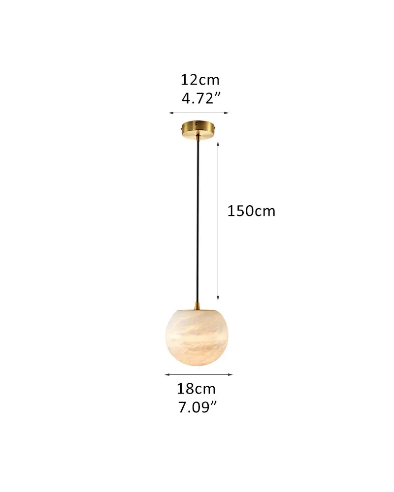 Modern Cluster Lighting LED Moon Alabaster Sphere Dome Ceiling Chandelier Indoor Lighting 1-light-D18cm D7.09" White + Black Modern Pendant lamp