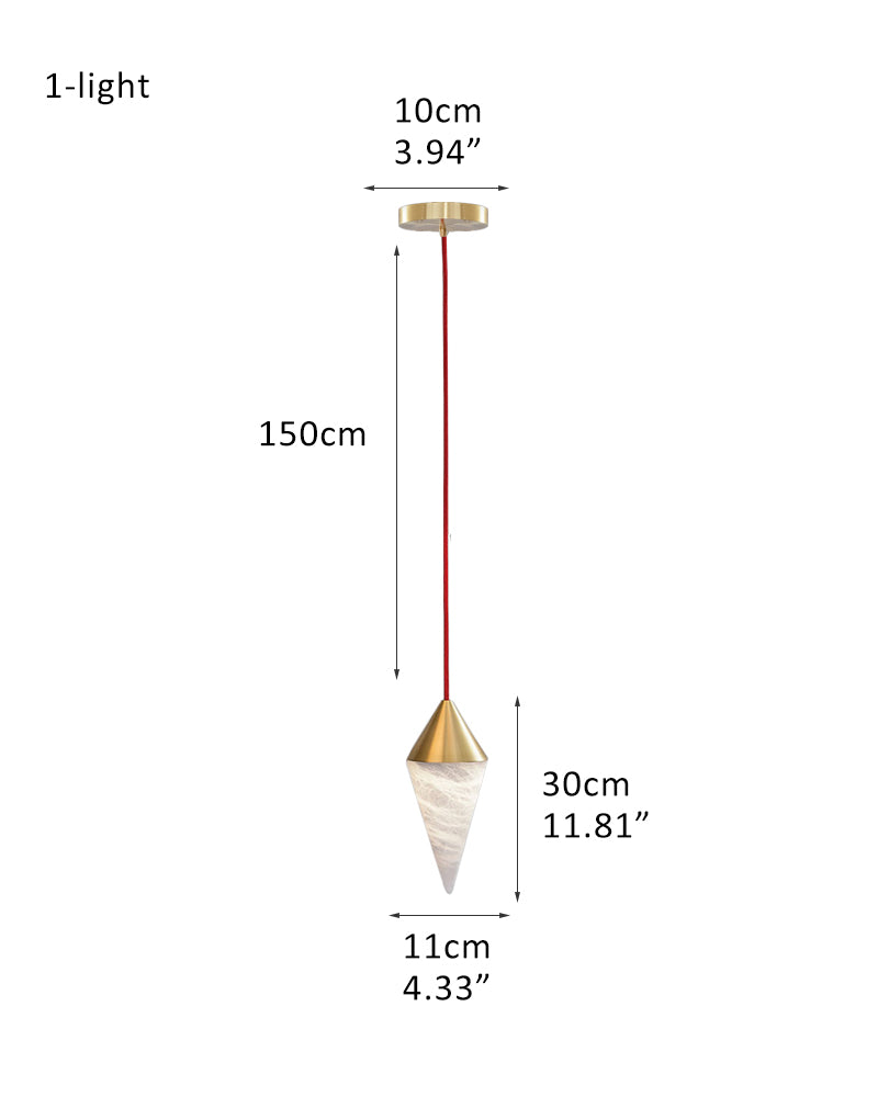 brass cone marble pendant
