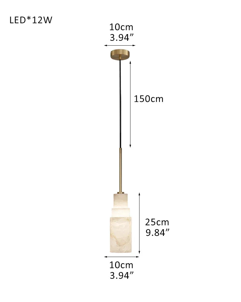 Antique aged Copper Long Hanging Cord Alabaster Pendant Lights over dining table 1-light-D10*H25CM D4"*H10" Brass + White Vintage Simple Hanging Lamp