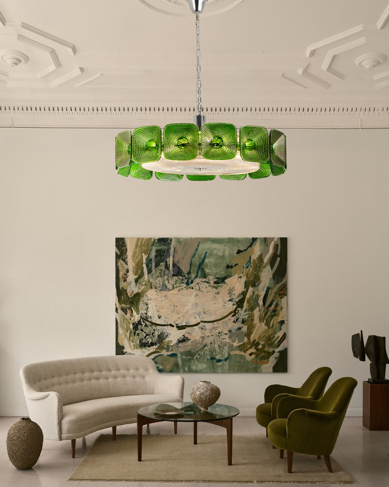 LightsStory Wave Glass Ring Statement Chandelier - Artisanal Glass