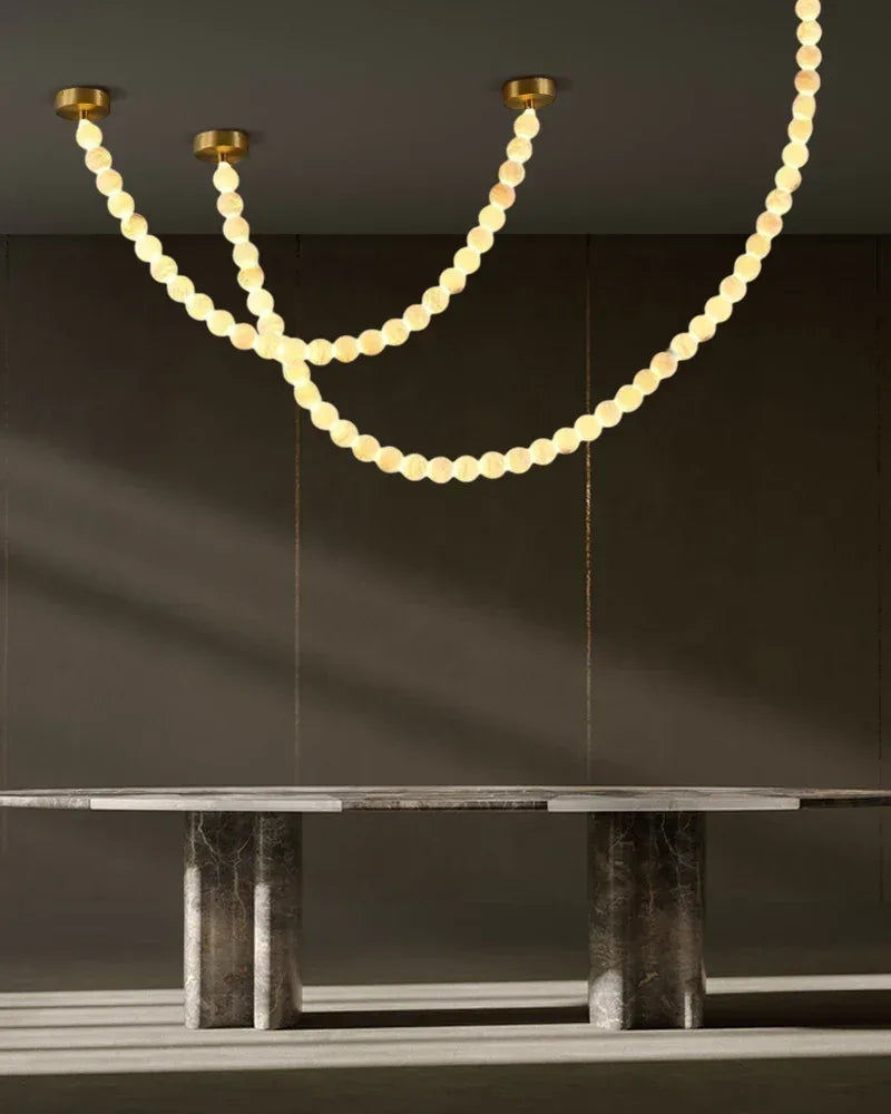High Lighting Foyer Luxury Custom Ceiling Peal Chandelier with cluster alabaster globes for 3 chains Modern Pendant lamp