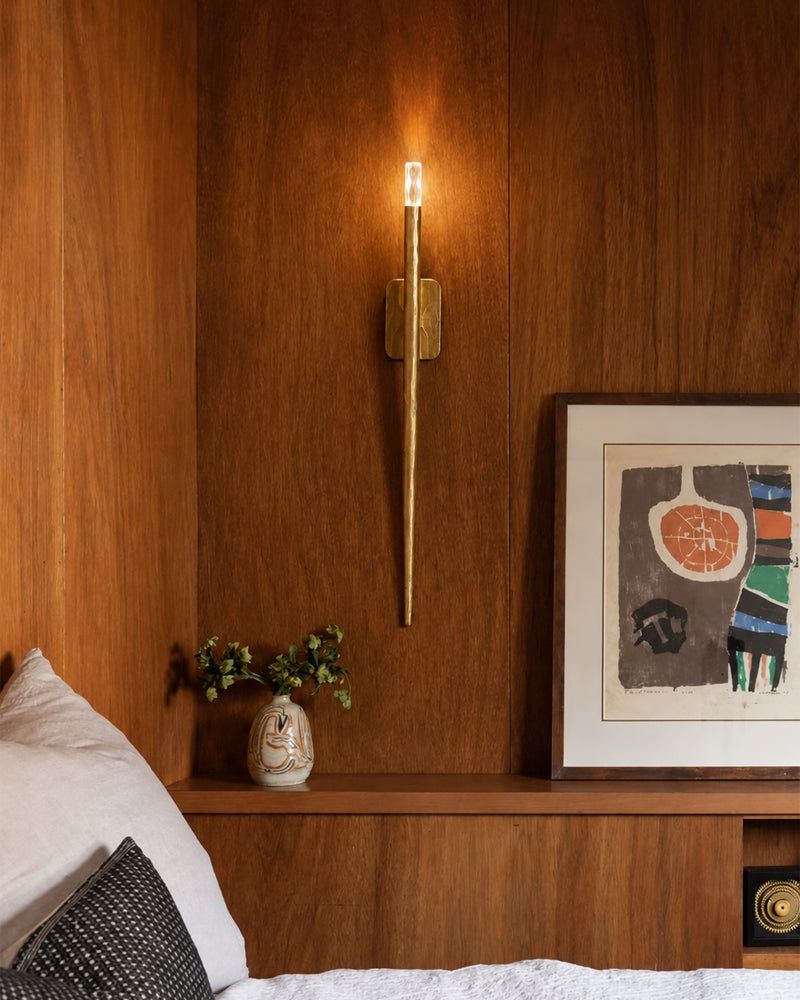 K9 Crystal Candle Wall Sconce - Matte Candle-Stem, Lux Copper Trim - Bedrooms, Hallways & Bathrooms