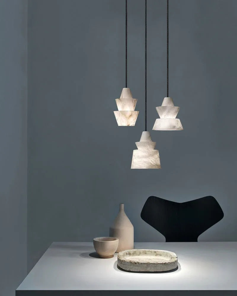 Brianna Alabaster Dining Table Pendant Modern Stacked Conical Pendant Light Modern Pendant lamp