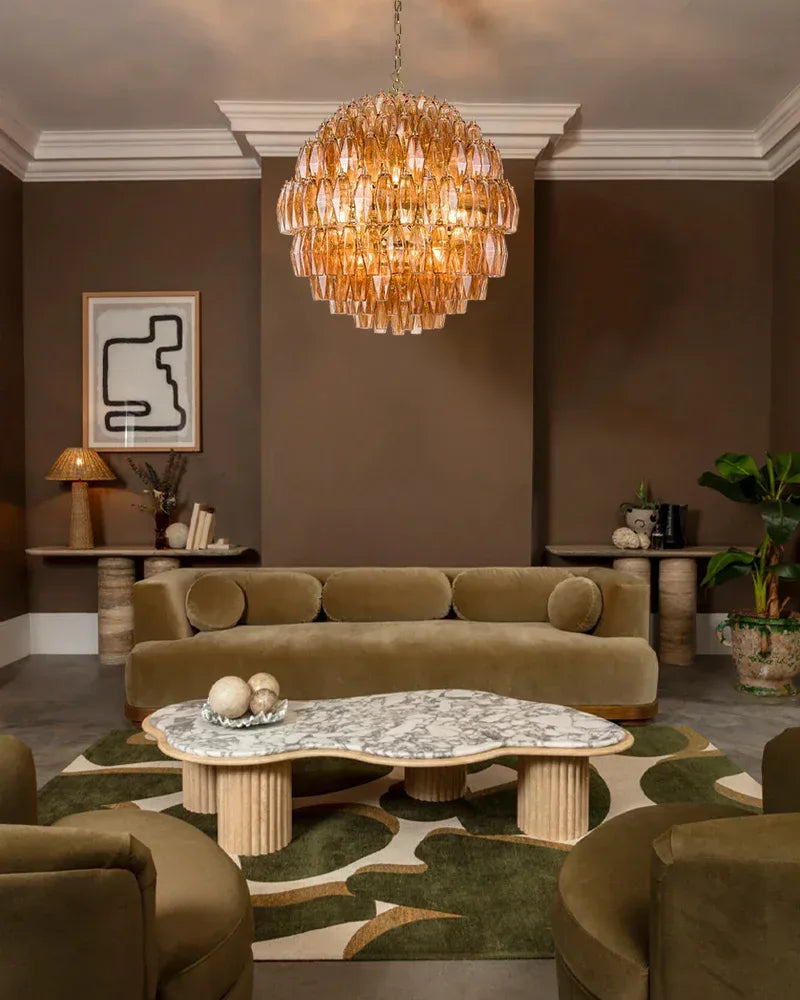 Modern Murano Hand Blown Glass Tier Drum Chandelier for Dining Room Luxury Modern Chandelier