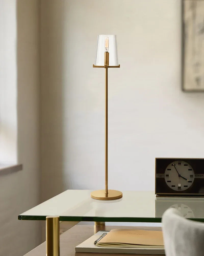 LightsStory Series Geometric Table Lamp | Open Circular Classic brass structure with clear glass shades, Lacquered black brass finish for Living rooms, dining rooms, kitchens, and entryways American chandelier